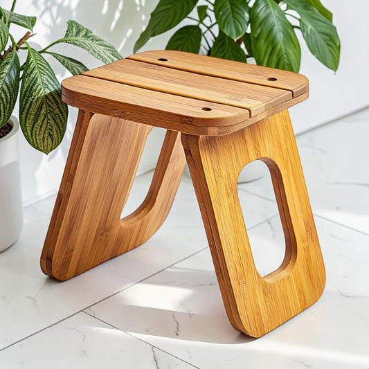 Vorty Bamboo Toilet Stool for Adults - 7 Inch Height Foldable Squatting Stool for Improved Digestion - Eco-Friendly Sustainable Wood Bathroom Potty Step